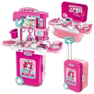 Juego Maleta de Doctora 3 en 1 | Kit Médico Transformable con Carrito y 20+ Accesorios